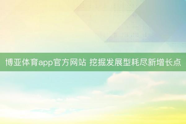 博亚体育app官方网站 挖掘发展型耗尽新增长点