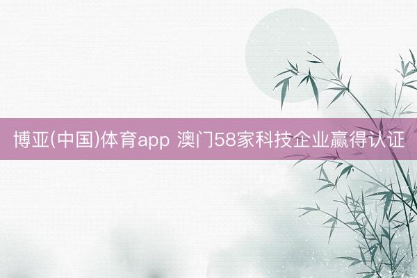 博亚(中国)体育app 澳门58家科技企业赢得认证
