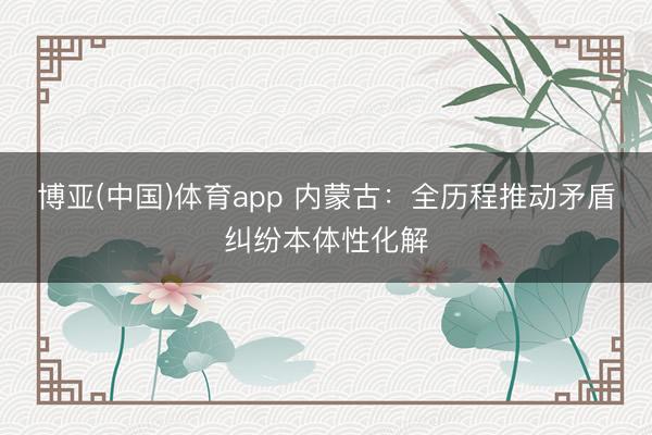 博亚(中国)体育app 内蒙古：全历程推动矛盾纠纷本体性化解