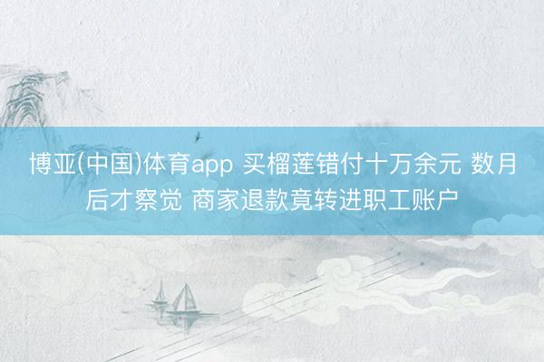 博亚(中国)体育app 买榴莲错付十万余元 数月后才察觉 商家退款竟转进职工账户