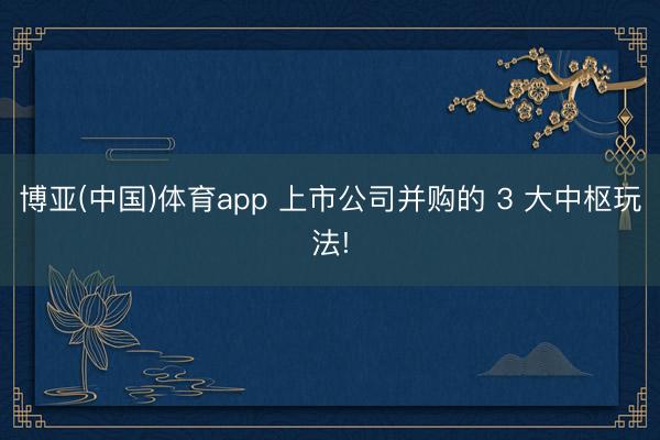 博亚(中国)体育app 上市公司并购的 3 大中枢玩法!