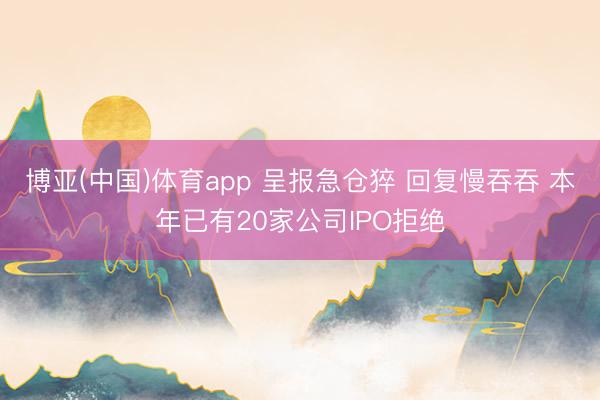 博亚(中国)体育app 呈报急仓猝 回复慢吞吞 本年已有20家公司IPO拒绝