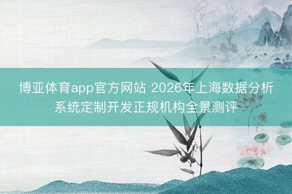 博亚体育app官方网站 2026年上海数据分析系统定制开发正规机构全景测评
