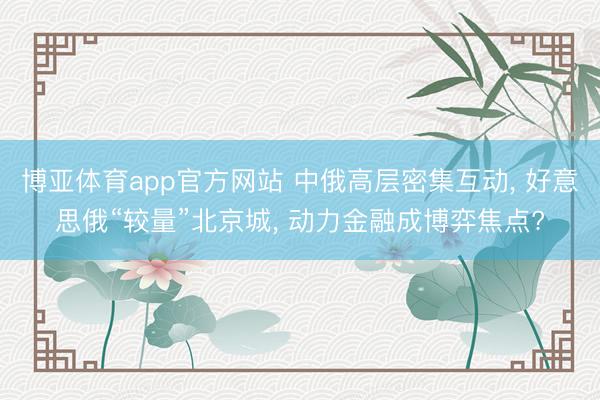 博亚体育app官方网站 中俄高层密集互动, 好意