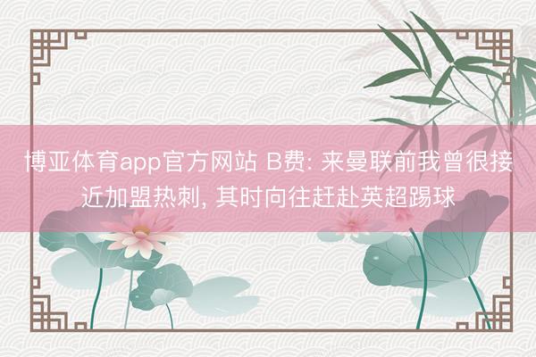 博亚体育app官方网站 B费: 来曼联前我曾很接近加盟热刺, 其时向往赶赴英超踢球