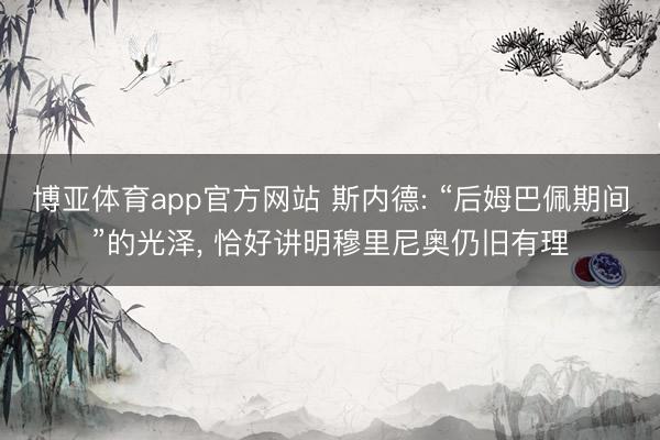 博亚体育app官方网站 斯内德: “后姆巴佩期间”的光泽， 恰好讲明穆里尼奥仍旧有理