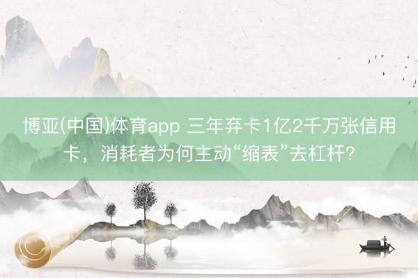 博亚(中国)体育app 三年弃卡1亿2千万张信用卡，消耗者为何主动“缩表”去杠杆？
