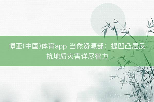 博亚(中国)体育app 当然资源部：提凹凸层反抗地质灾害详尽智力